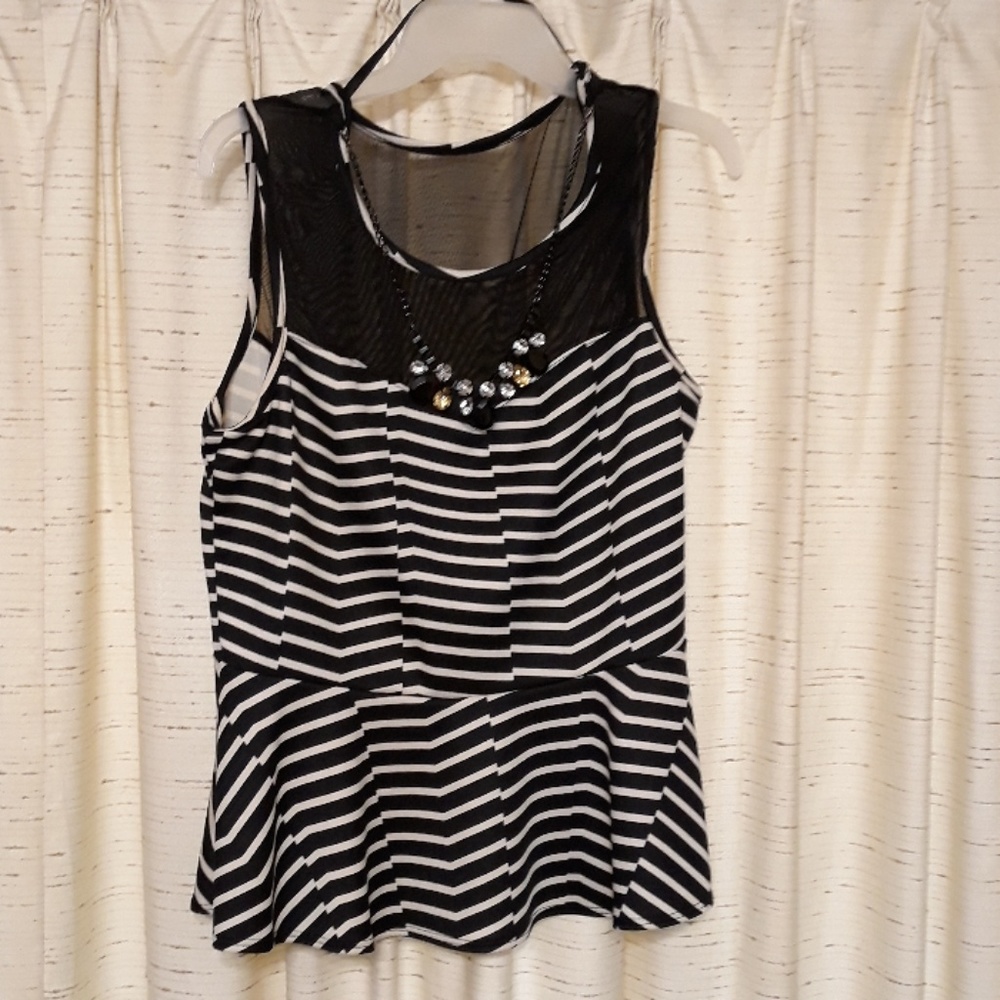 Deb black and white dress tank blouse